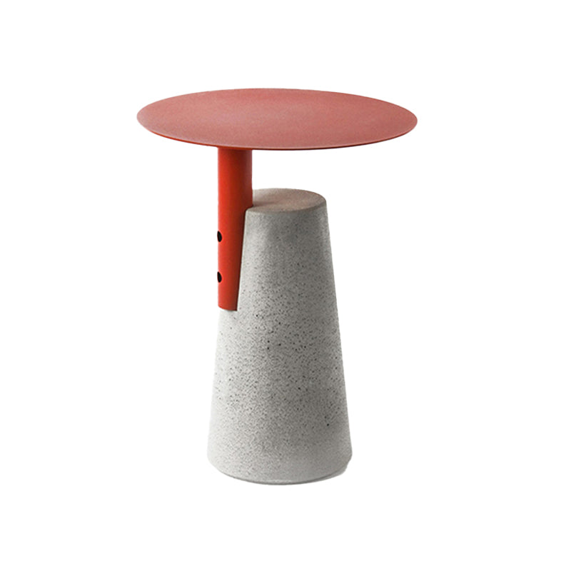 Contemporary Metal Round Side Table Concrete Pedestal End Table