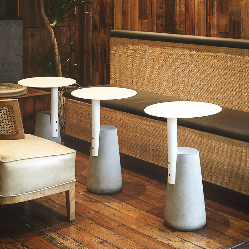 Contemporary Metal Round Side Table Concrete Pedestal End Table