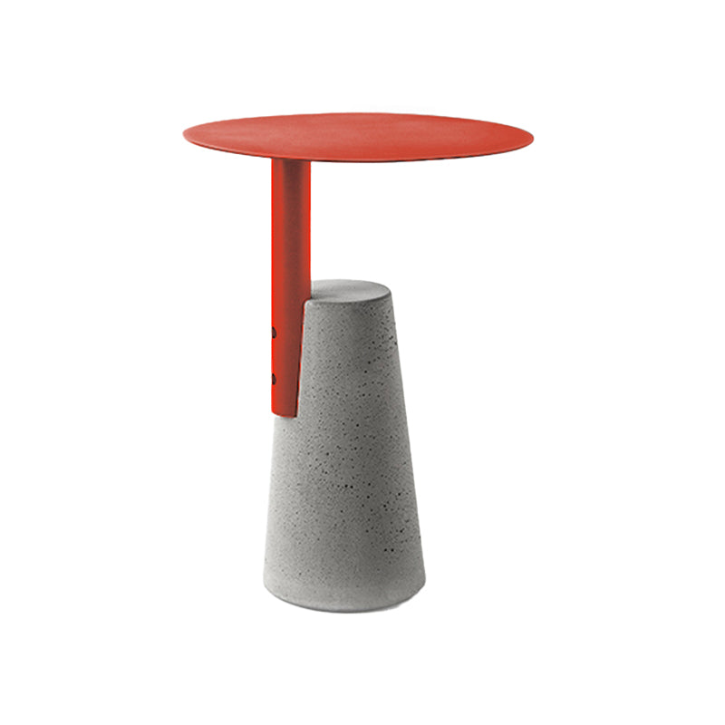 Contemporary Metal Round Side Table Concrete Pedestal End Table