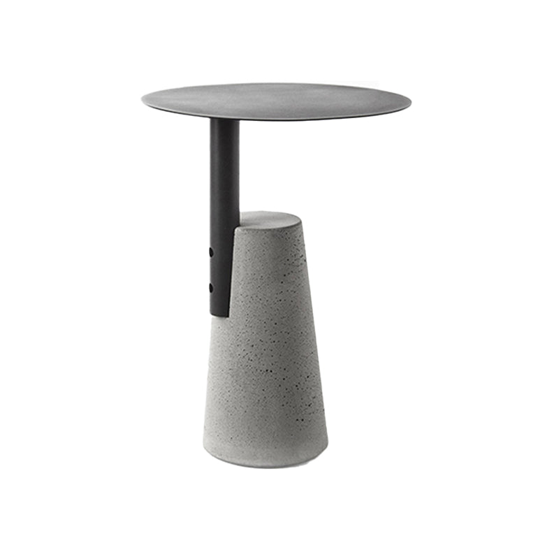 Contemporary Metal Round Side Table Concrete Pedestal End Table