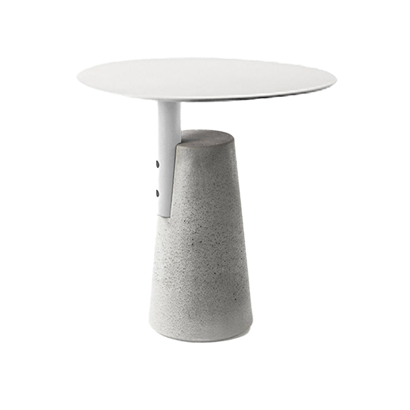 Contemporary Metal Round Side Table Concrete Pedestal End Table