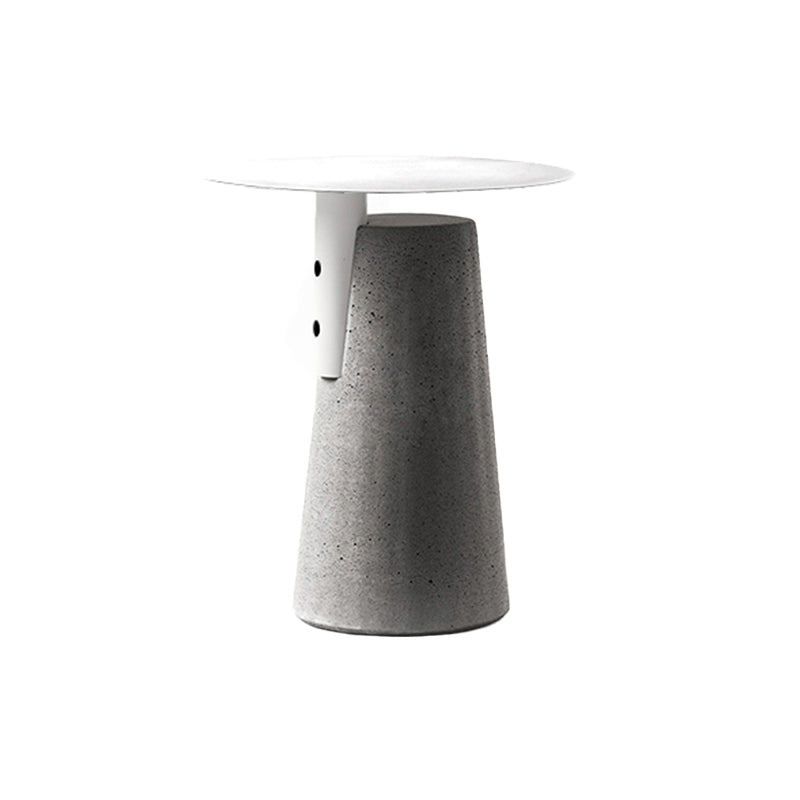 Contemporary Metal Round Side Table Concrete Pedestal End Table