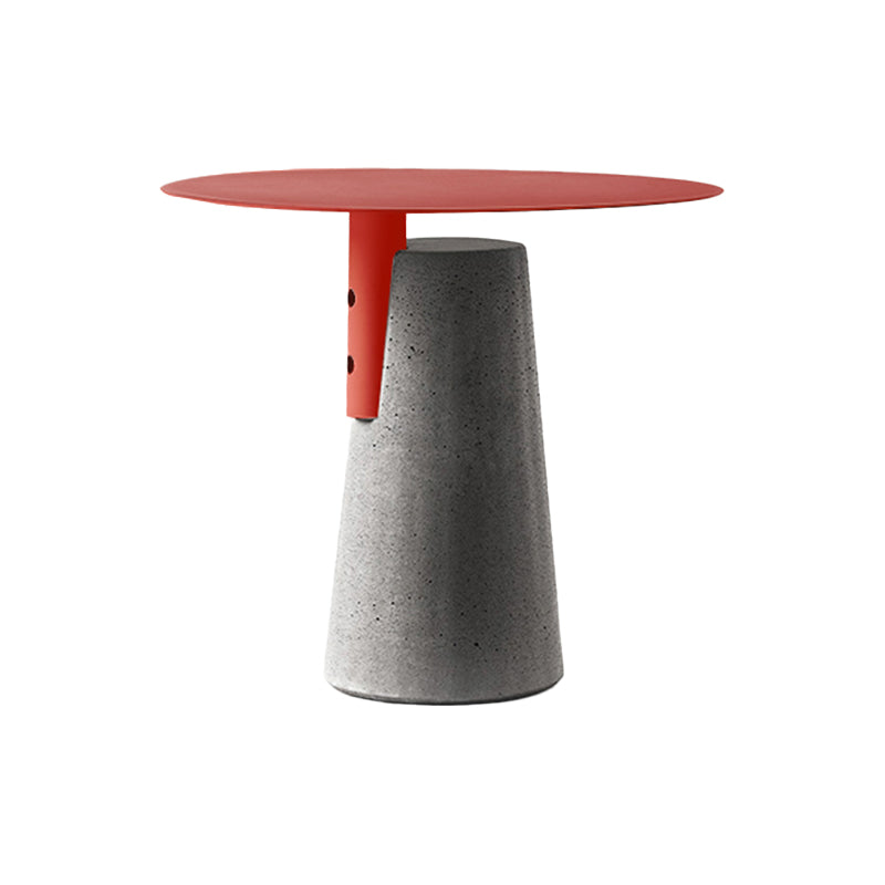 Contemporary Metal Round Side Table Concrete Pedestal End Table