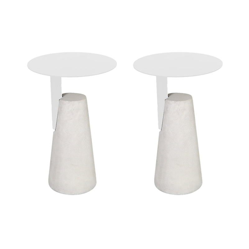 Contemporary Metal Round Side Table Concrete Pedestal End Table