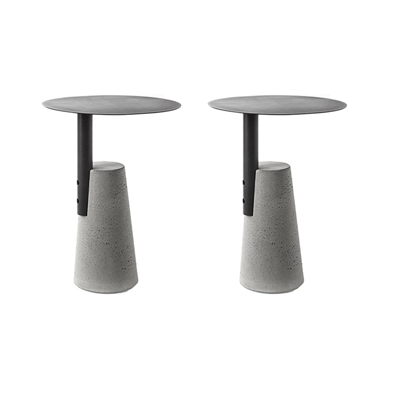 Contemporary Metal Round Side Table Concrete Pedestal End Table