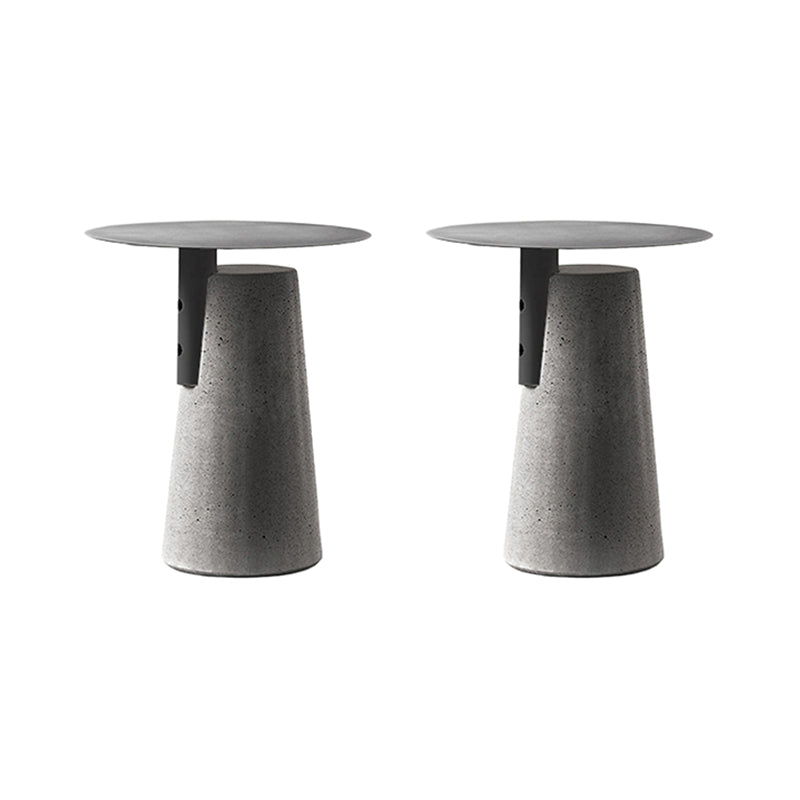 Contemporary Metal Round Side Table Concrete Pedestal End Table