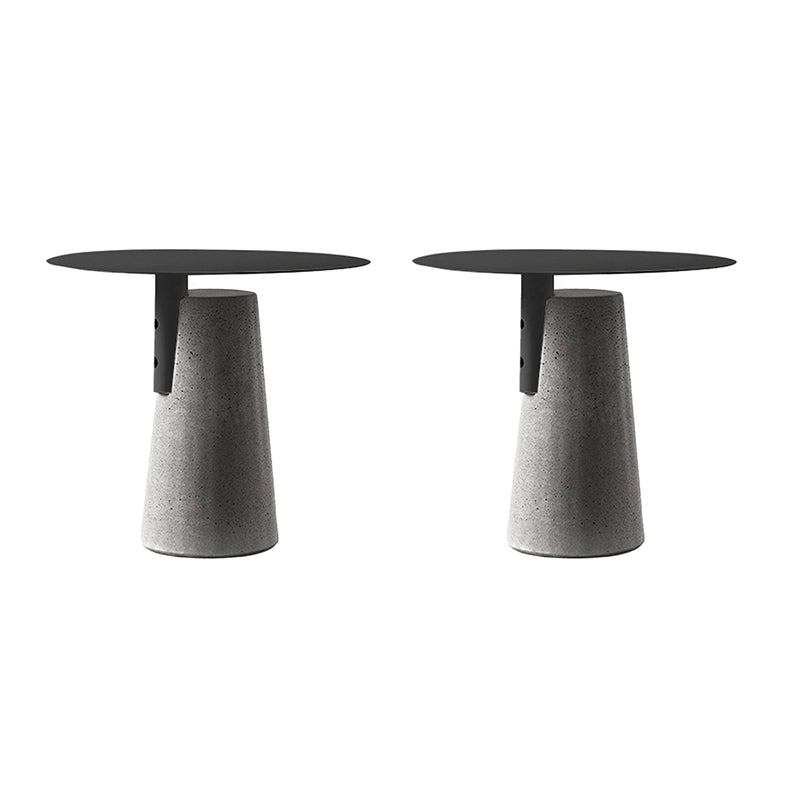 Contemporary Metal Round Side Table Concrete Pedestal End Table