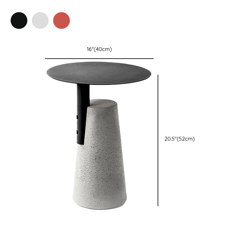 Contemporary Metal Round Side Table Concrete Pedestal End Table