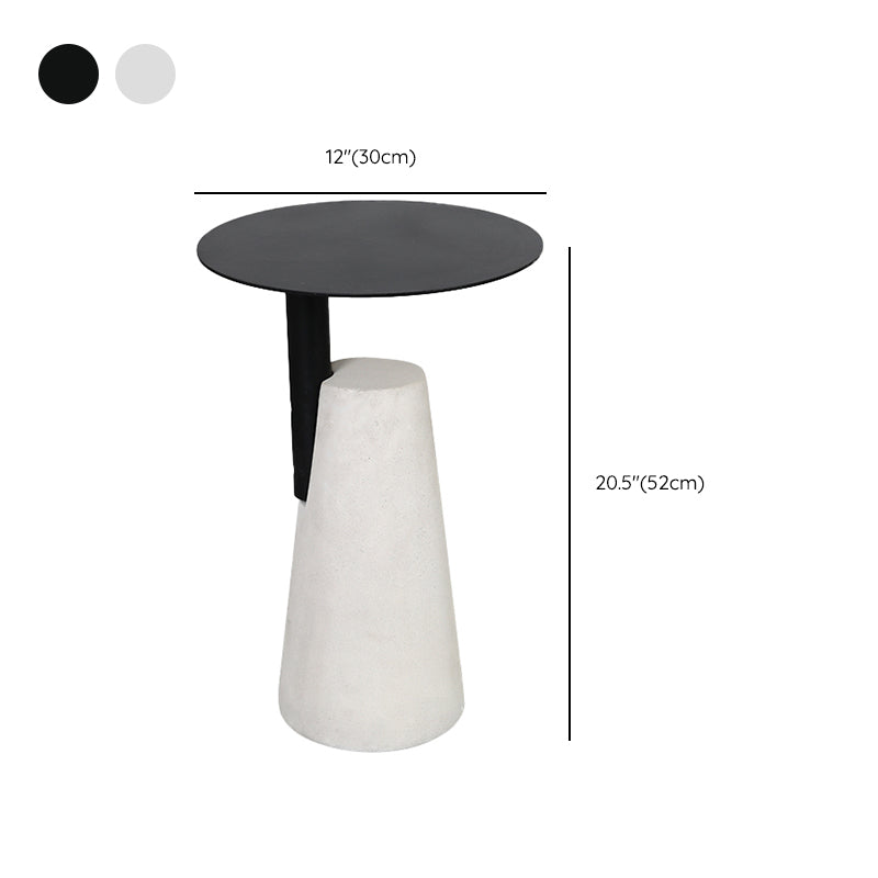 Contemporary Metal Round Side Table Concrete Pedestal End Table