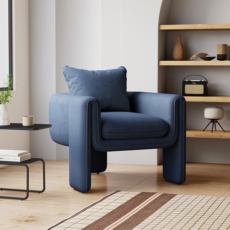 Modern Living Room Accent Armchair Round Arms Sled Arm Chair