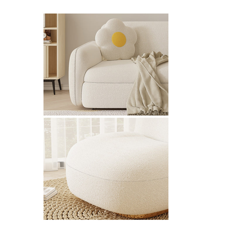 Scandinavian 32.28" Wool Sleeper Sofa Square Arm Sofa Bed in White