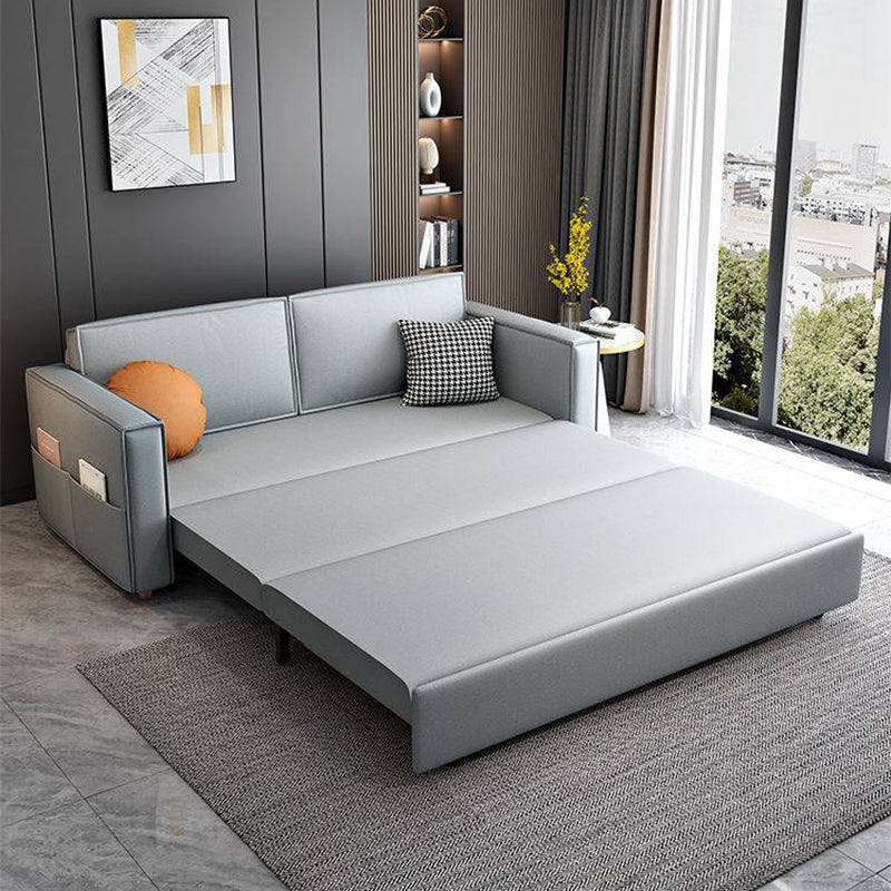 Scandinavian Sofa Bed Faux Leather Sleeper Sofa with Storage