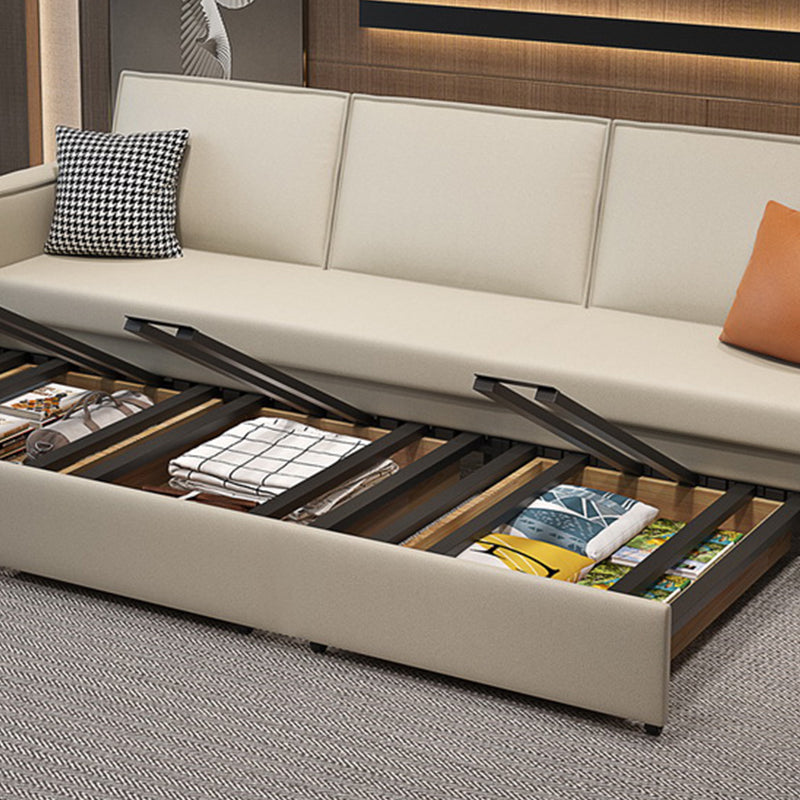 Scandinavian Sofa Bed Faux Leather Sleeper Sofa with Storage