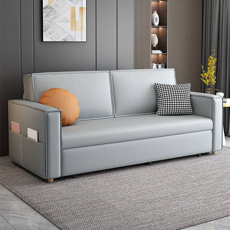 Scandinavian Sofa Bed Faux Leather Sleeper Sofa with Storage