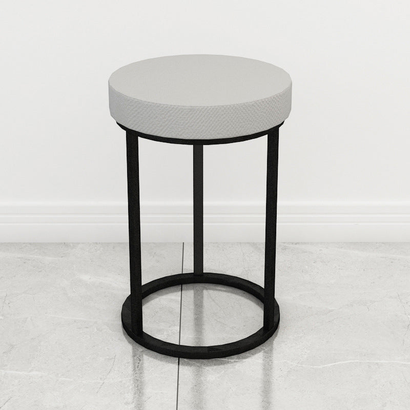 Mildew Resistant Ottoman Plain Velvet Contemporary Round Metal Frame Ottoman