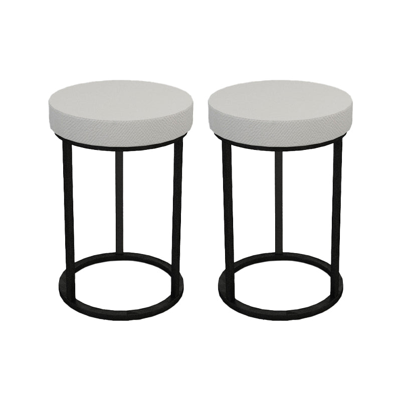 Mildew Resistant Ottoman Plain Velvet Contemporary Round Metal Frame Ottoman