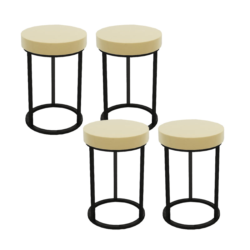 Mildew Resistant Ottoman Plain Velvet Contemporary Round Metal Frame Ottoman