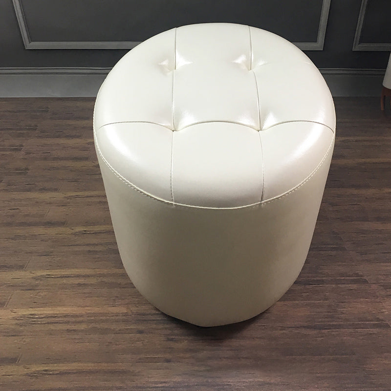 Mid-Century Modern Pouf Ottoman Genuine Leather Upholstered Tufted Square Ottoman