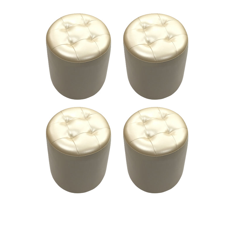 Mid-Century Modern Pouf Ottoman Genuine Leather Upholstered Tufted Square Ottoman