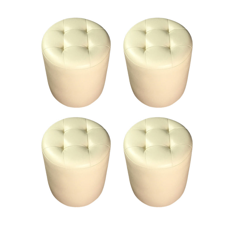 Mid-Century Modern Pouf Ottoman Genuine Leather Upholstered Tufted Square Ottoman