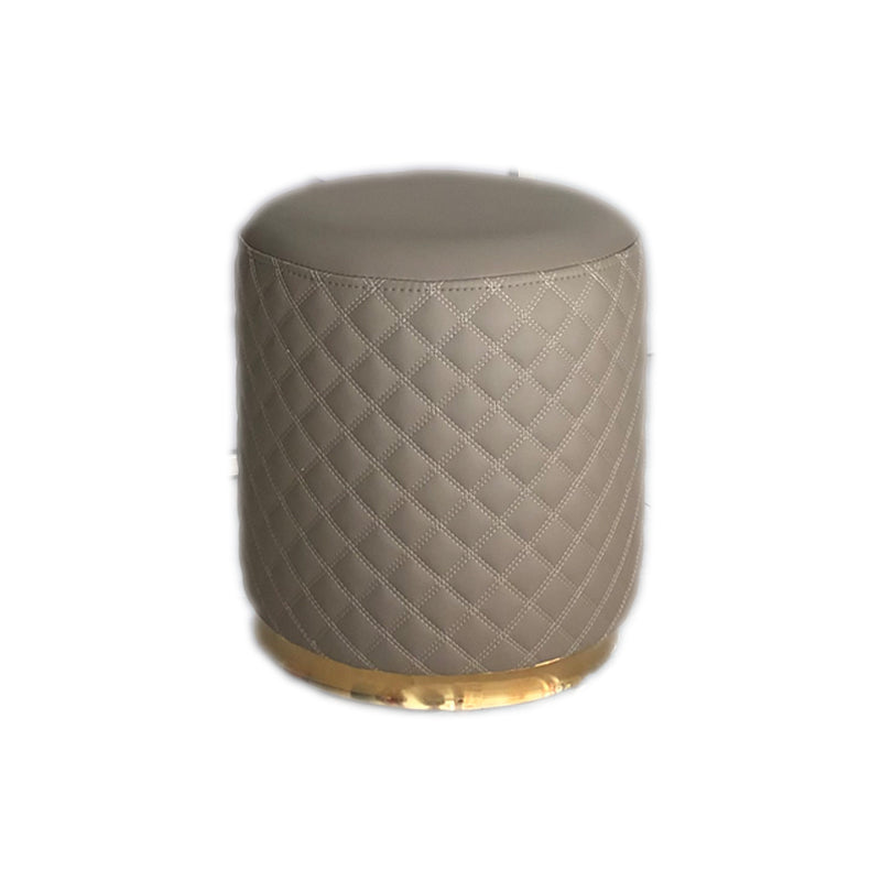 Glam Pouf Ottoman Faux Leather Upholstered Square Ottoman with Metal Legs