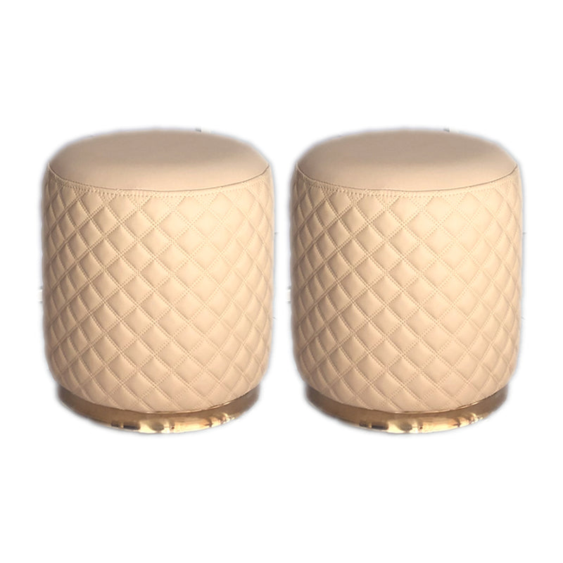 Glam Pouf Ottoman Faux Leather Upholstered Square Ottoman with Metal Legs