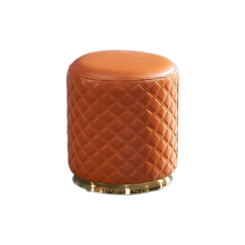 Glam Pouf Ottoman Faux Leather Upholstered Square Ottoman with Metal Legs