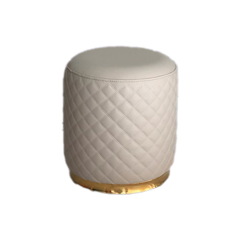 Glam Pouf Ottoman Faux Leather Upholstered Square Ottoman with Metal Legs