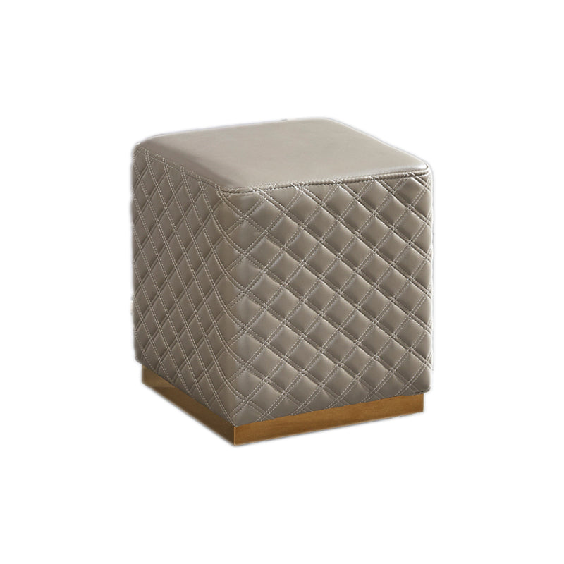 Glam Pouf Ottoman Faux Leather Upholstered Square Ottoman with Metal Legs
