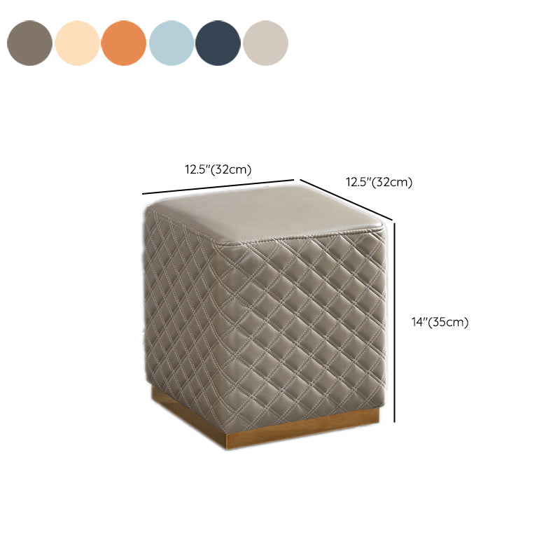 Glam Pouf Ottoman Faux Leather Upholstered Square Ottoman with Metal Legs