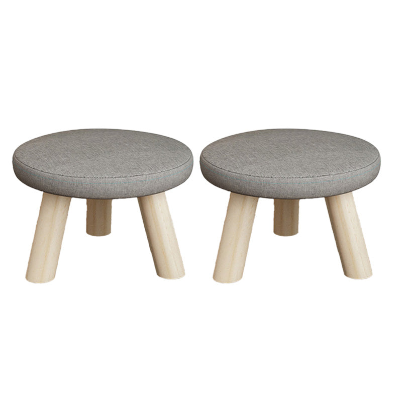Cotton Linen Ottoman Wood Frame Whole Colored Contemporary Upholstered Ottoman