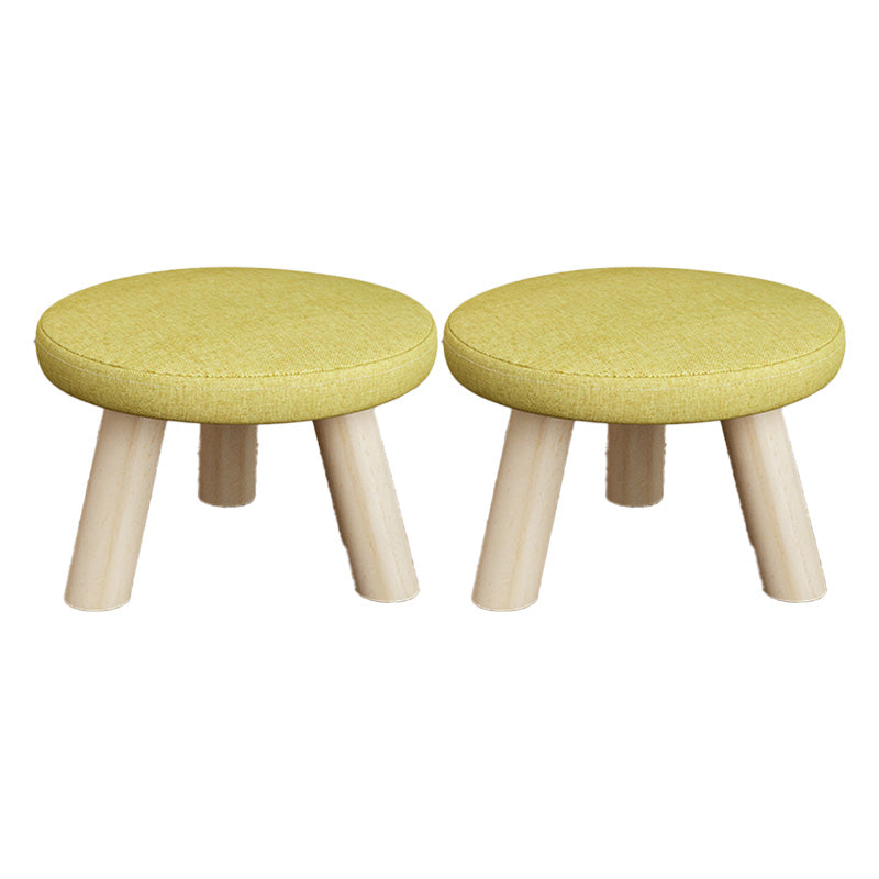 Cotton Linen Ottoman Wood Frame Whole Colored Contemporary Upholstered Ottoman