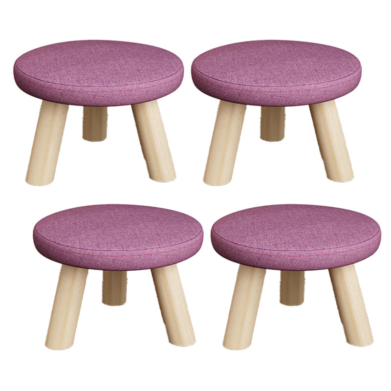Cotton Linen Ottoman Wood Frame Whole Colored Contemporary Upholstered Ottoman