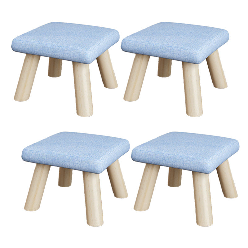 Cotton Linen Ottoman Wood Frame Whole Colored Contemporary Upholstered Ottoman