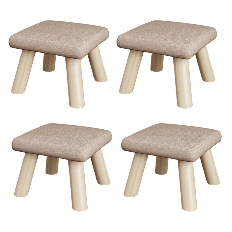 Cotton Linen Ottoman Wood Frame Whole Colored Contemporary Upholstered Ottoman