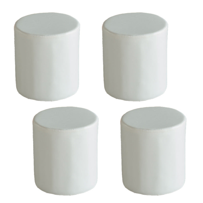 Modern Pouf Ottoman PU Leather Upholstered Solid Color Cylinder Shape Ottoman