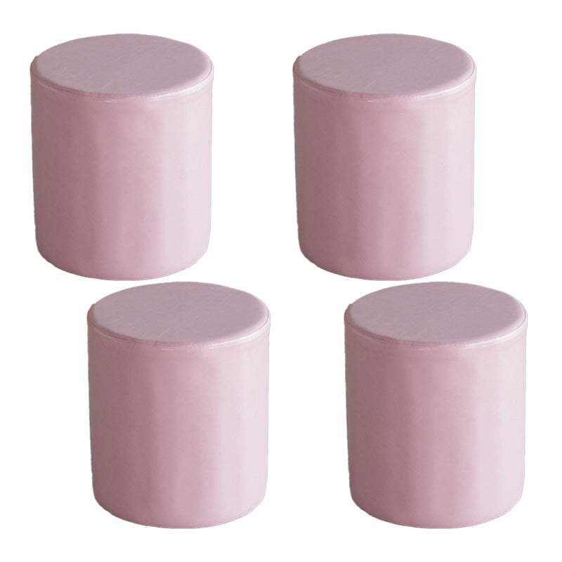 Modern Pouf Ottoman PU Leather Upholstered Solid Color Cylinder Shape Ottoman