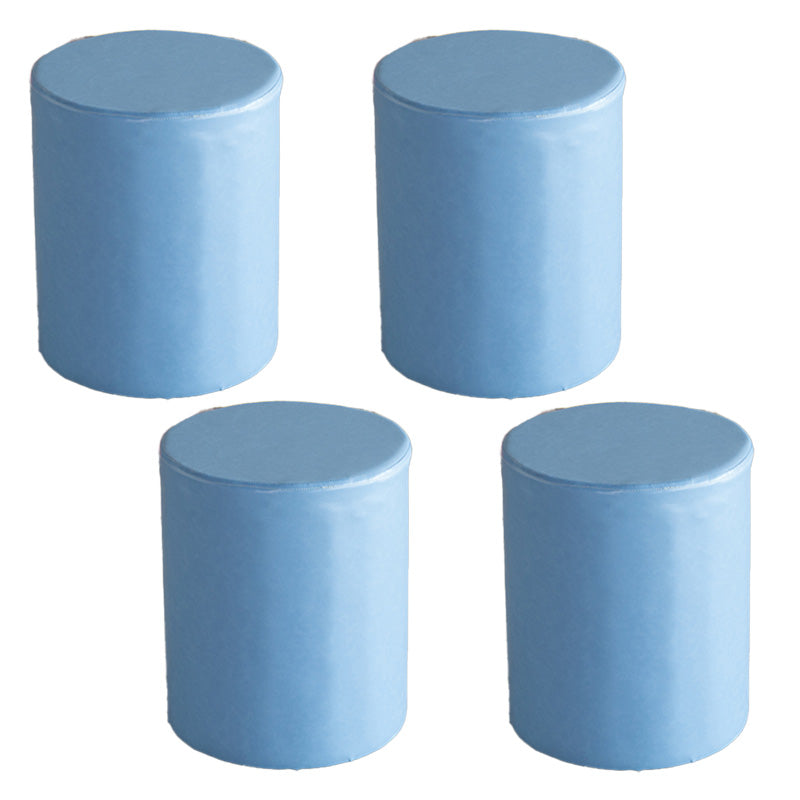Modern Pouf Ottoman PU Leather Upholstered Solid Color Cylinder Shape Ottoman