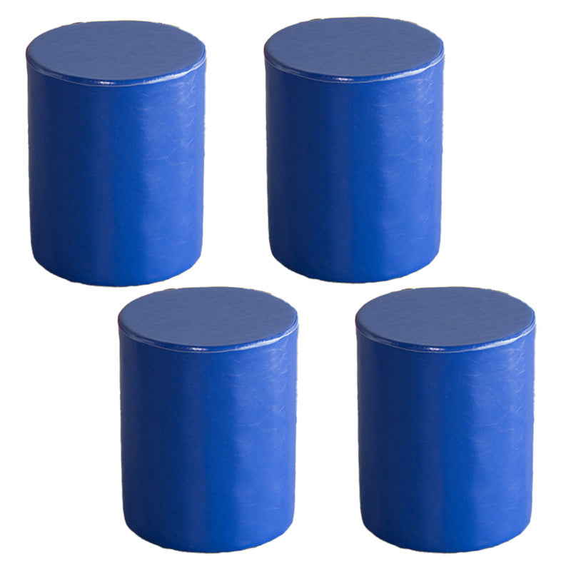 Modern Pouf Ottoman PU Leather Upholstered Solid Color Cylinder Shape Ottoman