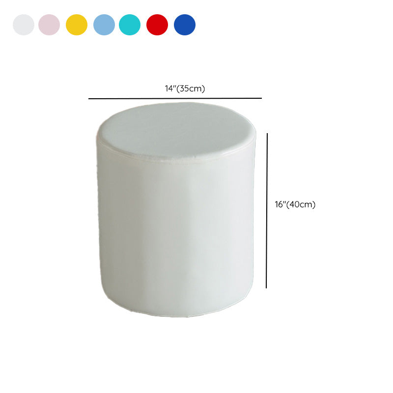 Modern Pouf Ottoman PU Leather Upholstered Solid Color Cylinder Shape Ottoman