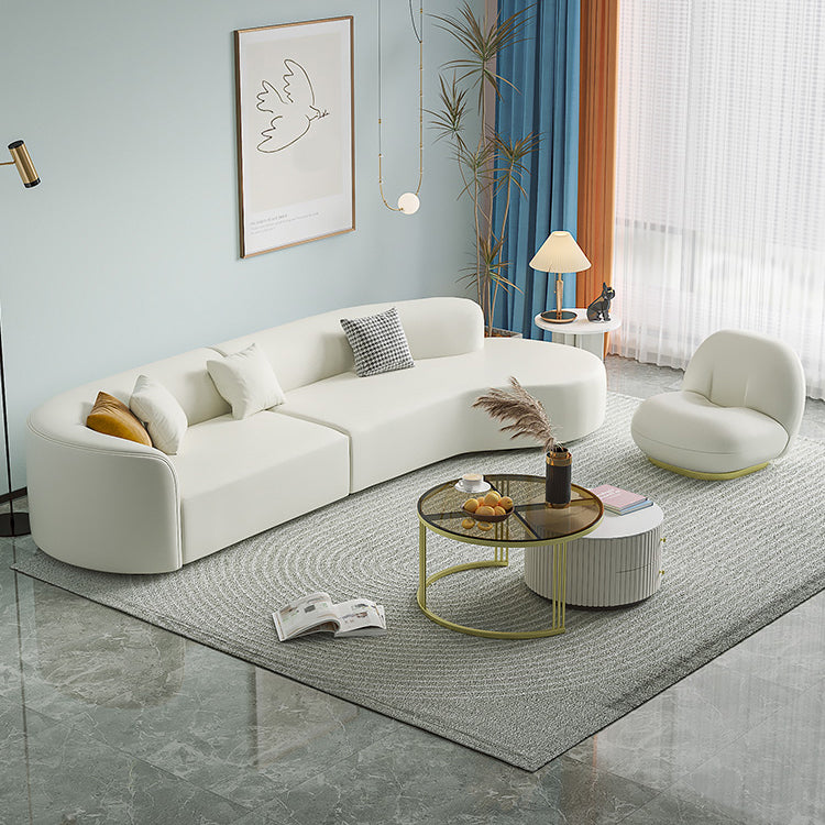 Contemporary Faux Leather Sectional Sofa with Tight Back in Solid Wood