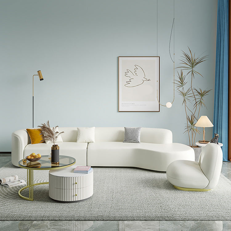 Contemporary Faux Leather Sectional Sofa with Tight Back in Solid Wood