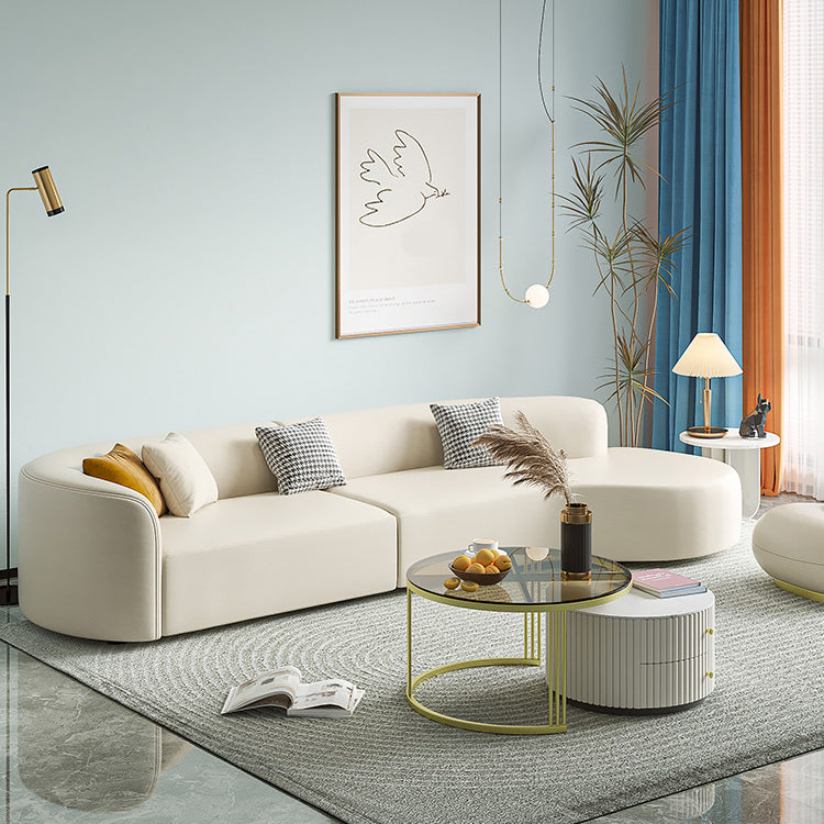 Contemporary Faux Leather Sectional Sofa with Tight Back in Solid Wood