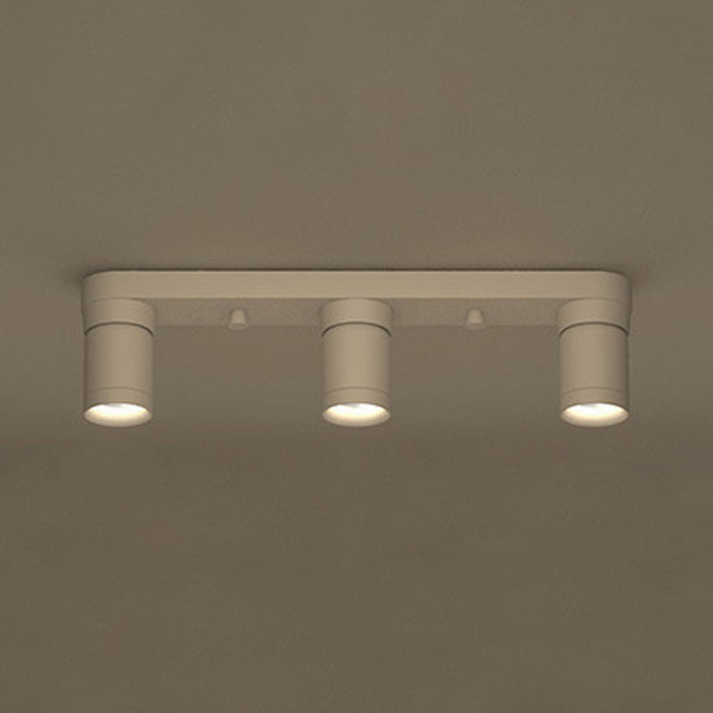 Cylinder Shape Flush Ceiling Lights Modern Style Metal 3 Light Flush Mount in Black/White
