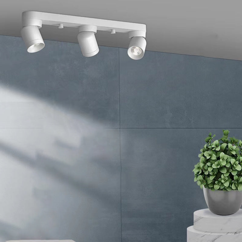 Cylinder Shape Flush Ceiling Lights Modern Style Metal 3 Light Flush Mount in Black/White