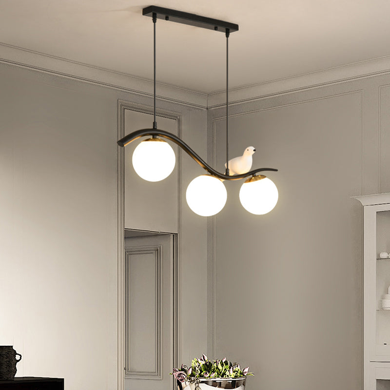 Industrial Black Kitchen Island Lighting Glass Shaded Ceiling Light for Home