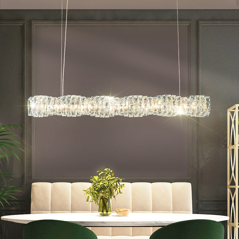 Modern Style Island Light LED Island Hanging Light with Crystal Shade for Dining Room