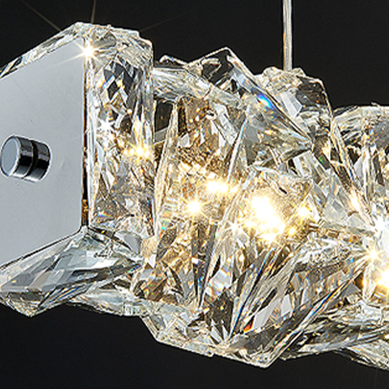 Modern Style Island Light LED Island Hanging Light with Crystal Shade for Dining Room
