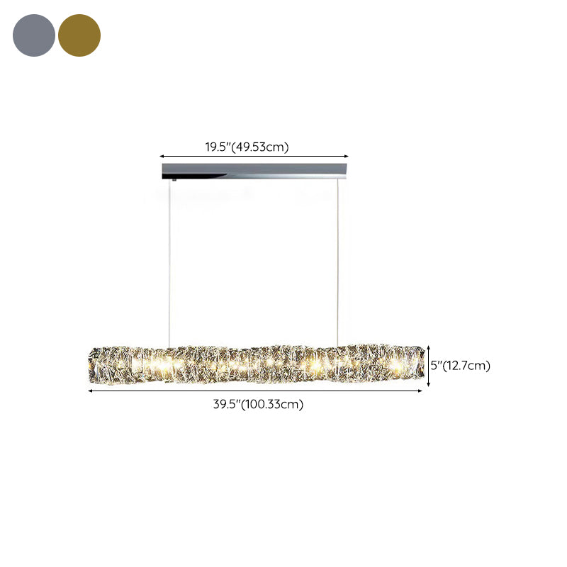 Modern Style Island Light LED Island Hanging Light with Crystal Shade for Dining Room