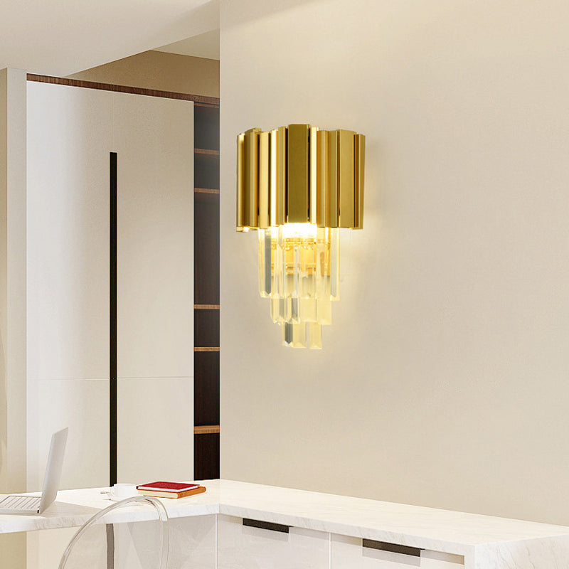 Crystal Geometric Shape Wall Light Modern Style 2-Lights Wall Light Sconce in Gold